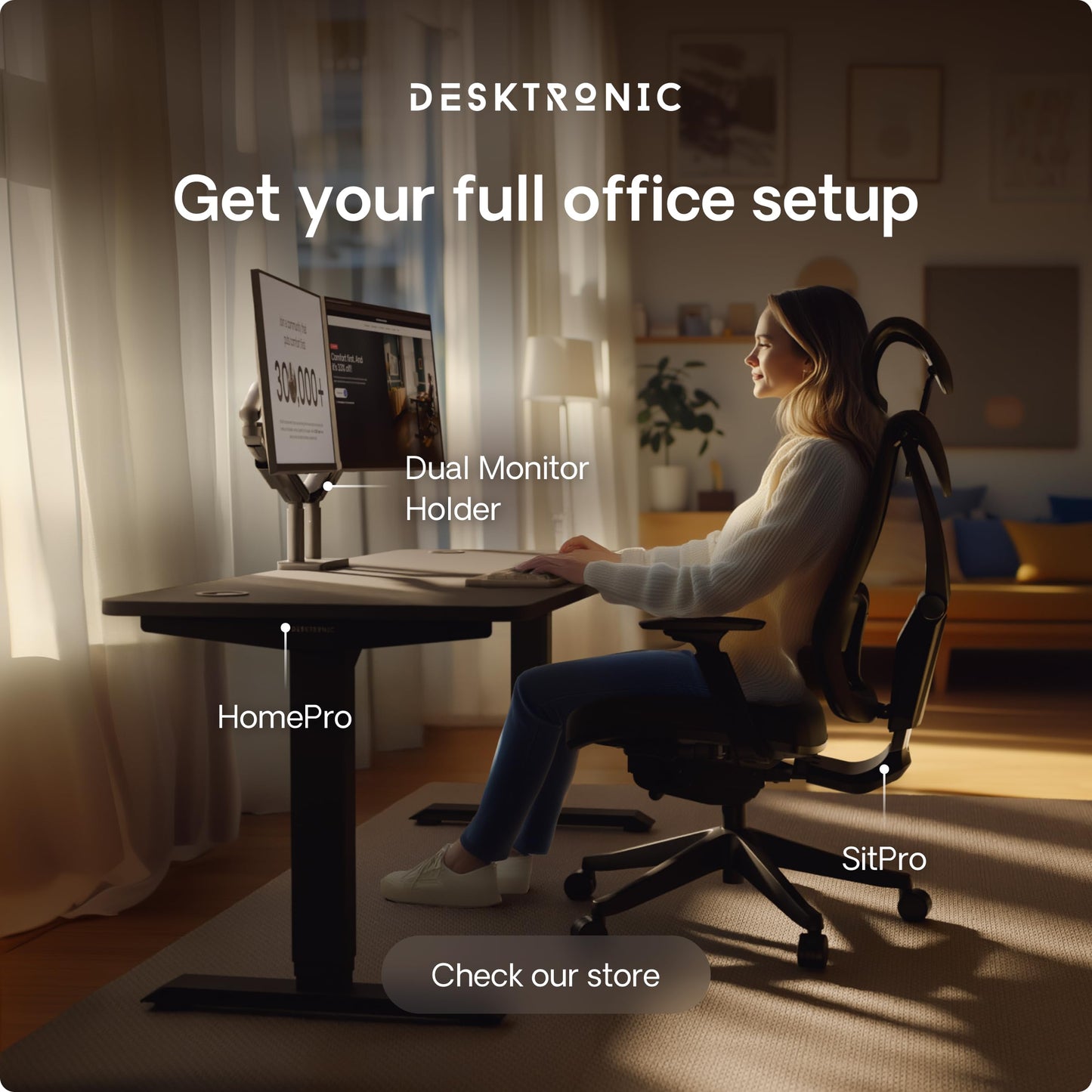 Height-Adjustable Desk 180 x 80cm - Standing Desk - Integrated USB/USB-C - 3 Memory Presets - Dual Motor Electric Touchscreen Stand Up Table - Great Gift for Smart Home Solutions
