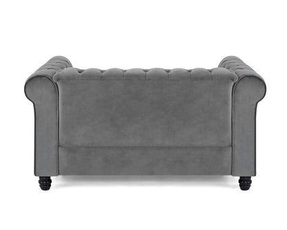 Chesterfield Sofa Velvet Upholstered Couch in 2 Seater or 3 Seater Fabric Sofa in Grey, Blue, Black, Green, Gold (2 Seater, Black)