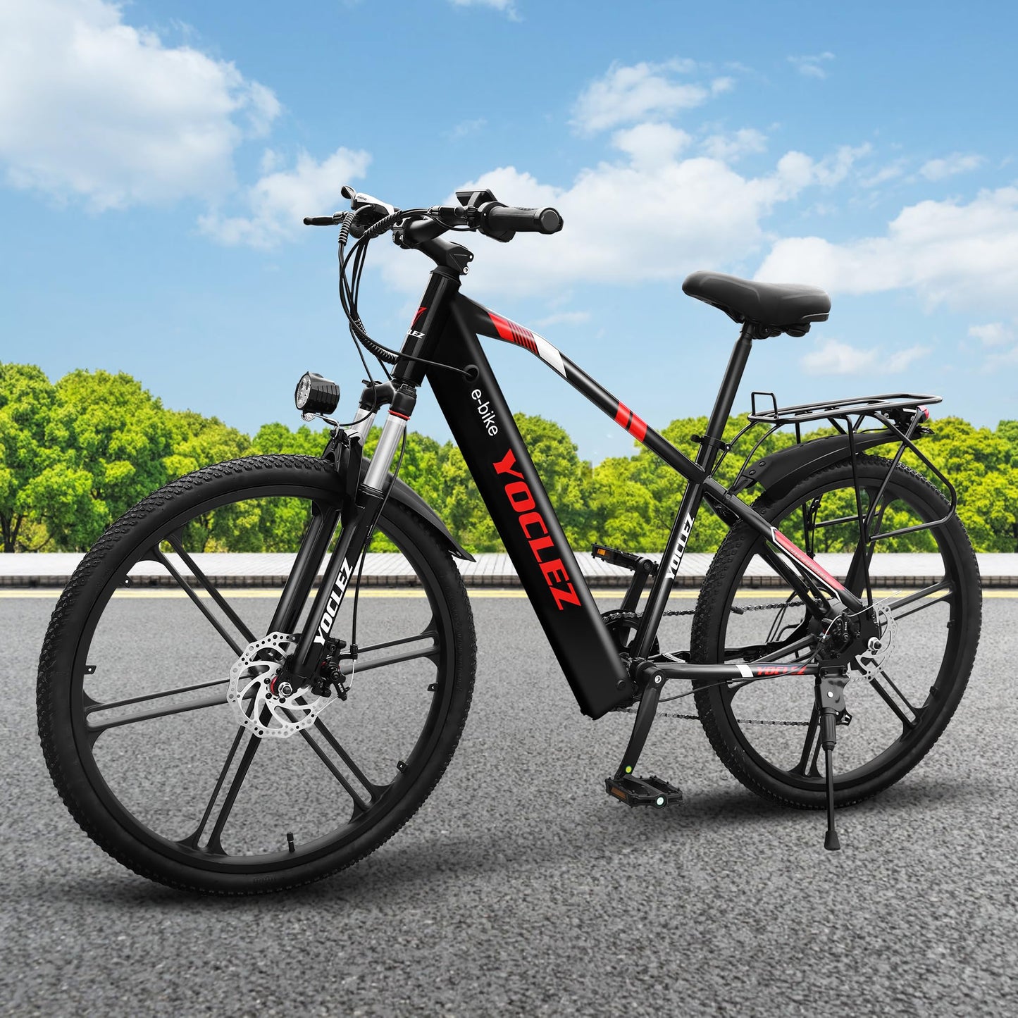 GSOU 26" Electric Bikes for Adults. 2603 E-Bike with 250W High-Speed Mid-Drive Brushless Motor. Electric Bicycle Built-in 36V-10.4AH Removable Li-Ion Battery, 27-Speed, LCD Display, Dual Disc Brake