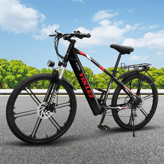 GSOU 26" Electric Bikes for Adults. 2603 E-Bike with 250W High-Speed Mid-Drive Brushless Motor. Electric Bicycle Built-in 36V-10.4AH Removable Li-Ion Battery, 27-Speed, LCD Display, Dual Disc Brake
