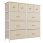 Nicehill Dresser for Bedroom with 10 Drawers, Storage Drawer Organizer, Tall Chest of Drawers for Closet, Clothes, Kids, Baby, Living Room, Wood Board, Fabric Drawers(Black Wood Grain)