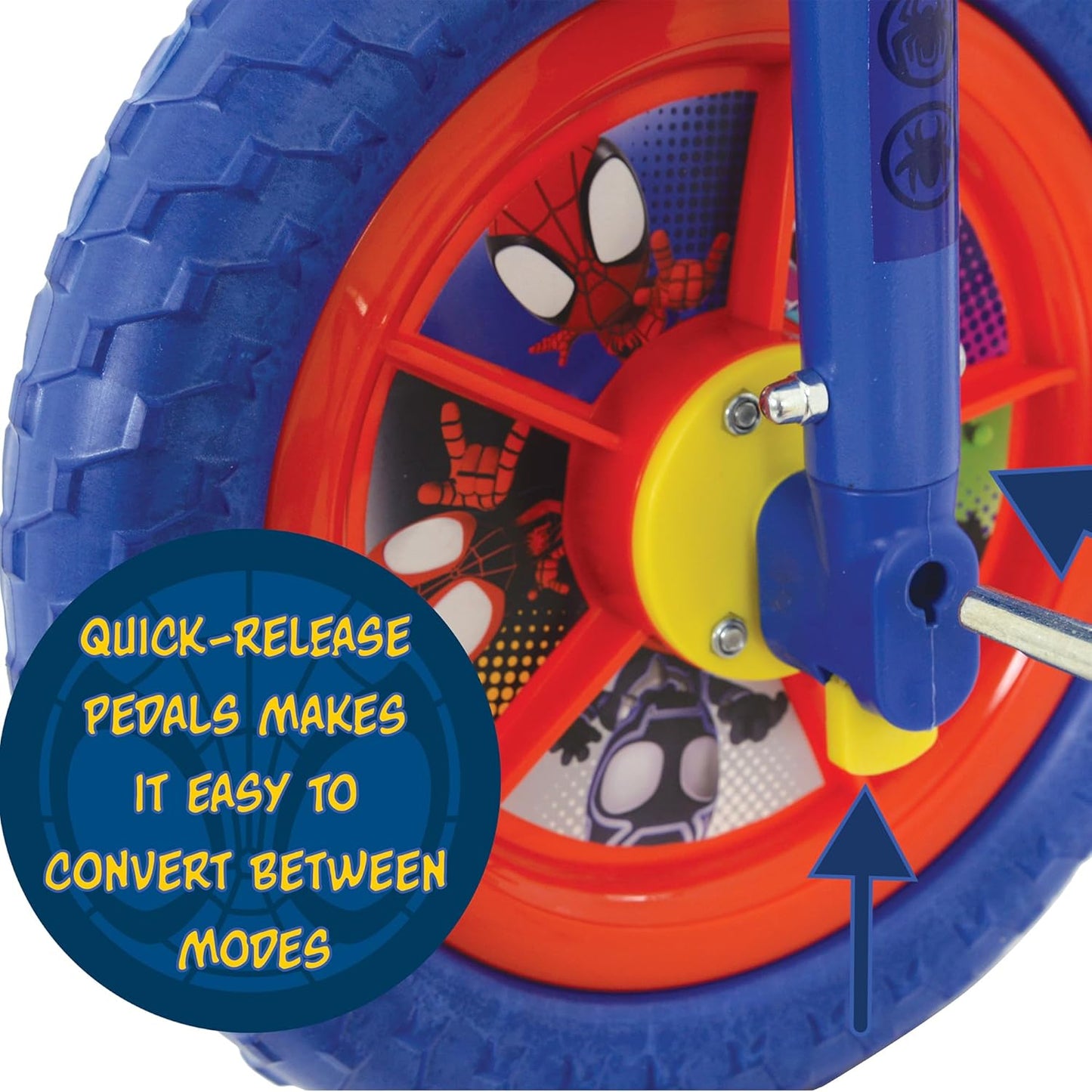 Spidey & His Amazing Friends 2-In-1 Training Toddler Bike - Convertible Training and Balance Bike for 2+ Years Girls & Boys with Removable Pedals and Stabilisers - Adjustable 10 Inches Bikes for Kids