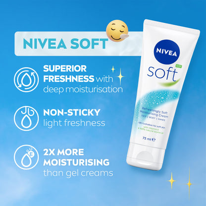 NIVEA Soft Moisturising Cream (500ml), A Moisturising Cream for Face, Body and Hands with Vitamin E and Jojoba Oil, Hand Cream Moisturises Deeply, All-Purpose Day Cream, 500 ml (Pack of 1) white