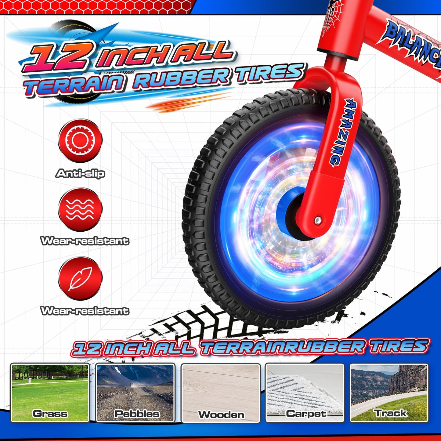 Braxel 12" Kids' Balance Bikes for 2 3 4 5 Year Old, Lightweight Magnesium Alloy No Pedal Balance Bike Training Bicycle 1-5 Year Old Boys First Bike Toddler Toys for 2 3 4 5 6 Year Old Boys