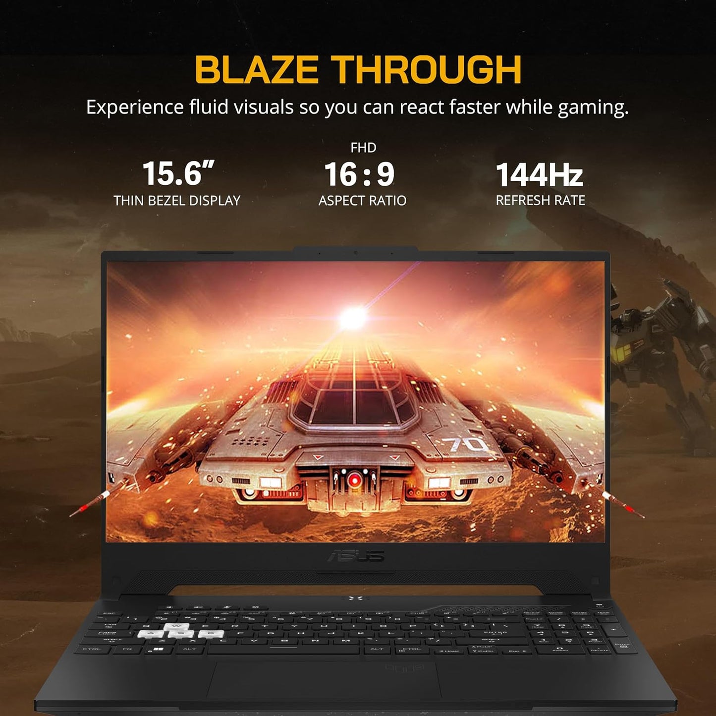ASUS TUF DASH 15.6" 144Hz Gaming Laptop, Intel 12th Core i7-12650H, 16GB DDR5 RAM, 512GB PCIe SSD, NVIDIA GeForce RTX 3070 Graphics 8GB, Backlit Keyboard, Windows 11, Black, 32GB USB Card
