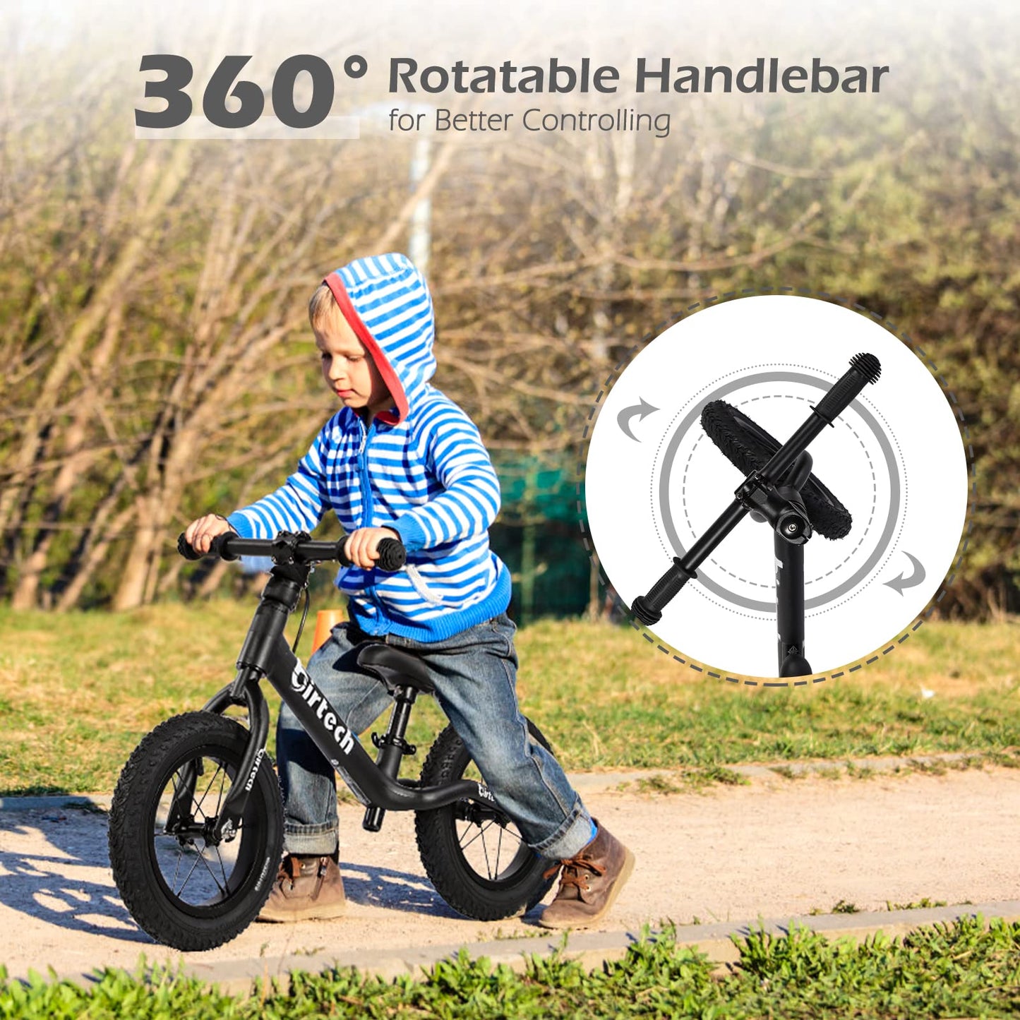 Hello-5ive 12" Balance Bike for 2, 3, 4, 5 Year Old Boys and Girls, Lightweight Nylon Frame Toddler Training Bike No Pedal Bikes for Kids with Adjustable Seat and Air Tires