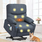BareTay Recliner Armchair Electric Lift Chair with Massage & Heat, Extended Footrest, Oversized Riser Reclining Chair Lounge Sofa with Type C+USB, 2 Drink Holders, 4 Side Pockets