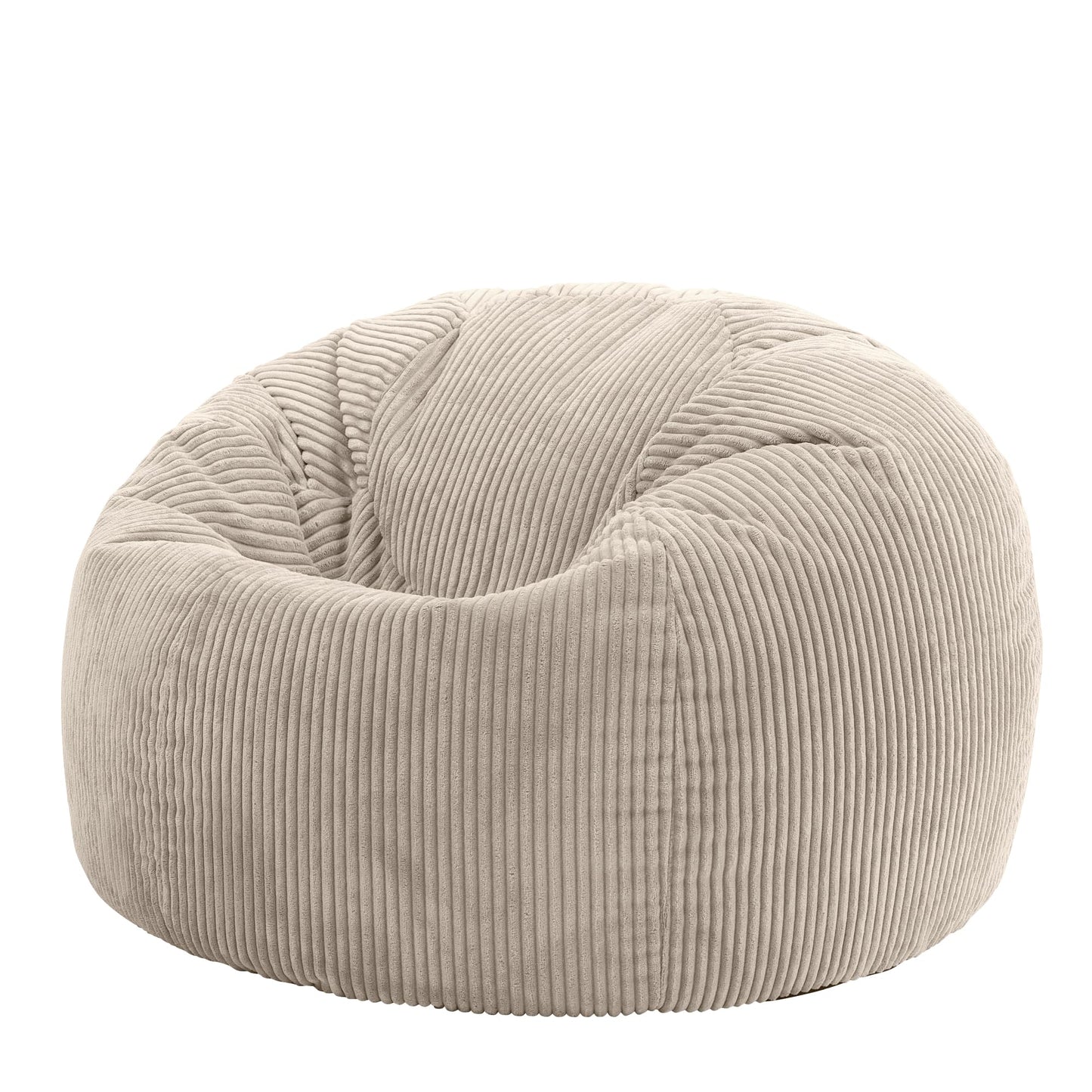 icon Kingston Cord Bean Bag, Beige, Large Adult Bean Bag Chair with Filling Included, Comfy Chair, Living Room Furniture, Bedroom Furniture