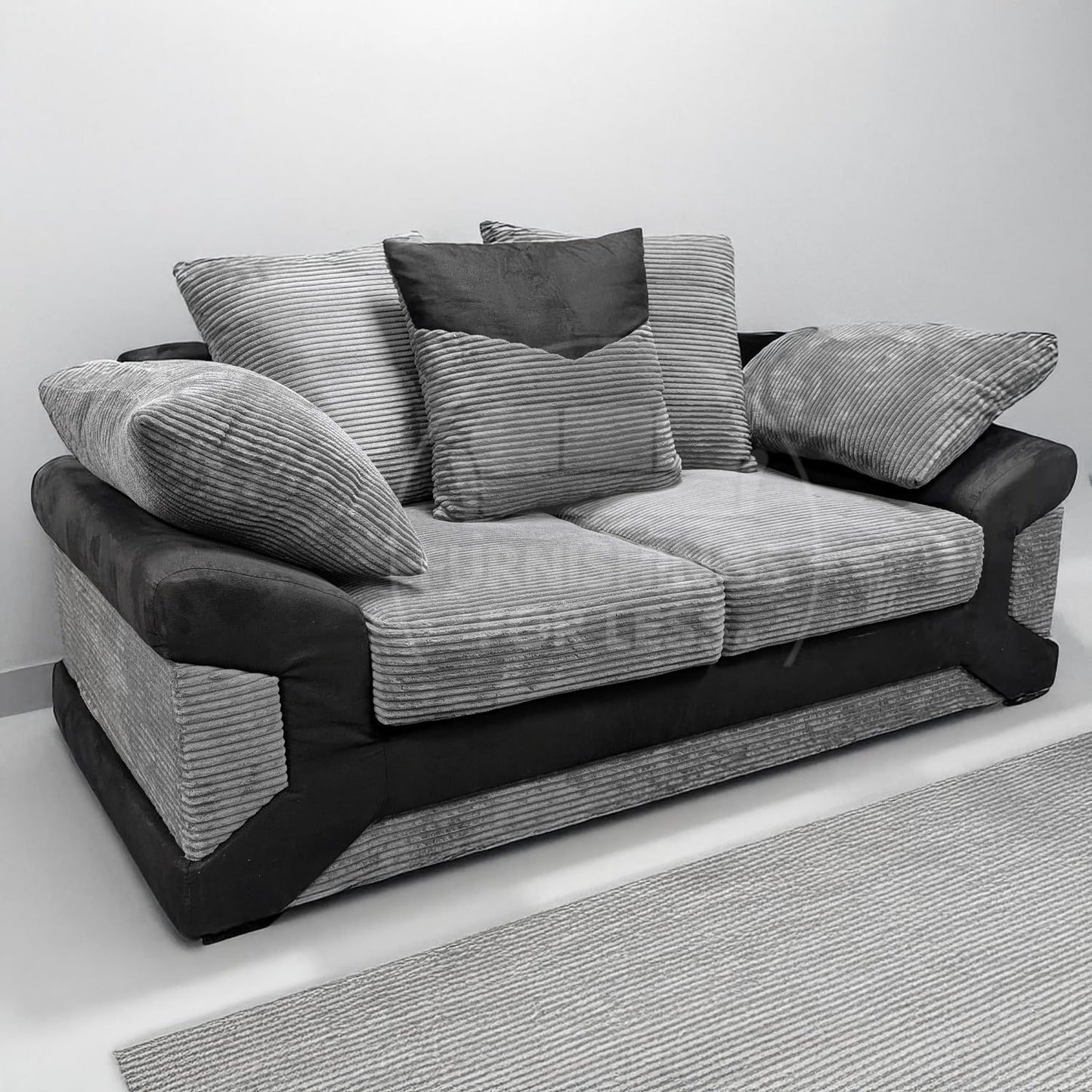 New Large Dino Black and Grey 3 Seater sofa (Black and Grey, 3 Seater)