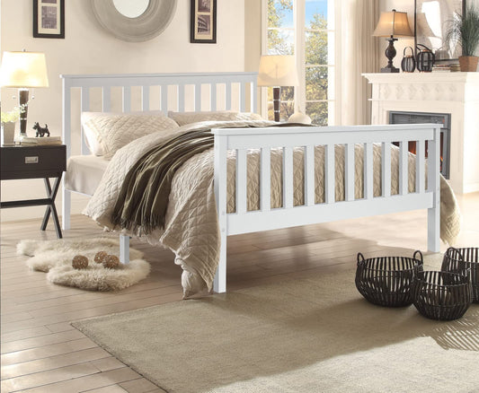 White 4ft Small Double Wooden Bed Frames Pine Solid Strong Wood Furniture (Small Double 4ft Bed Frame only)