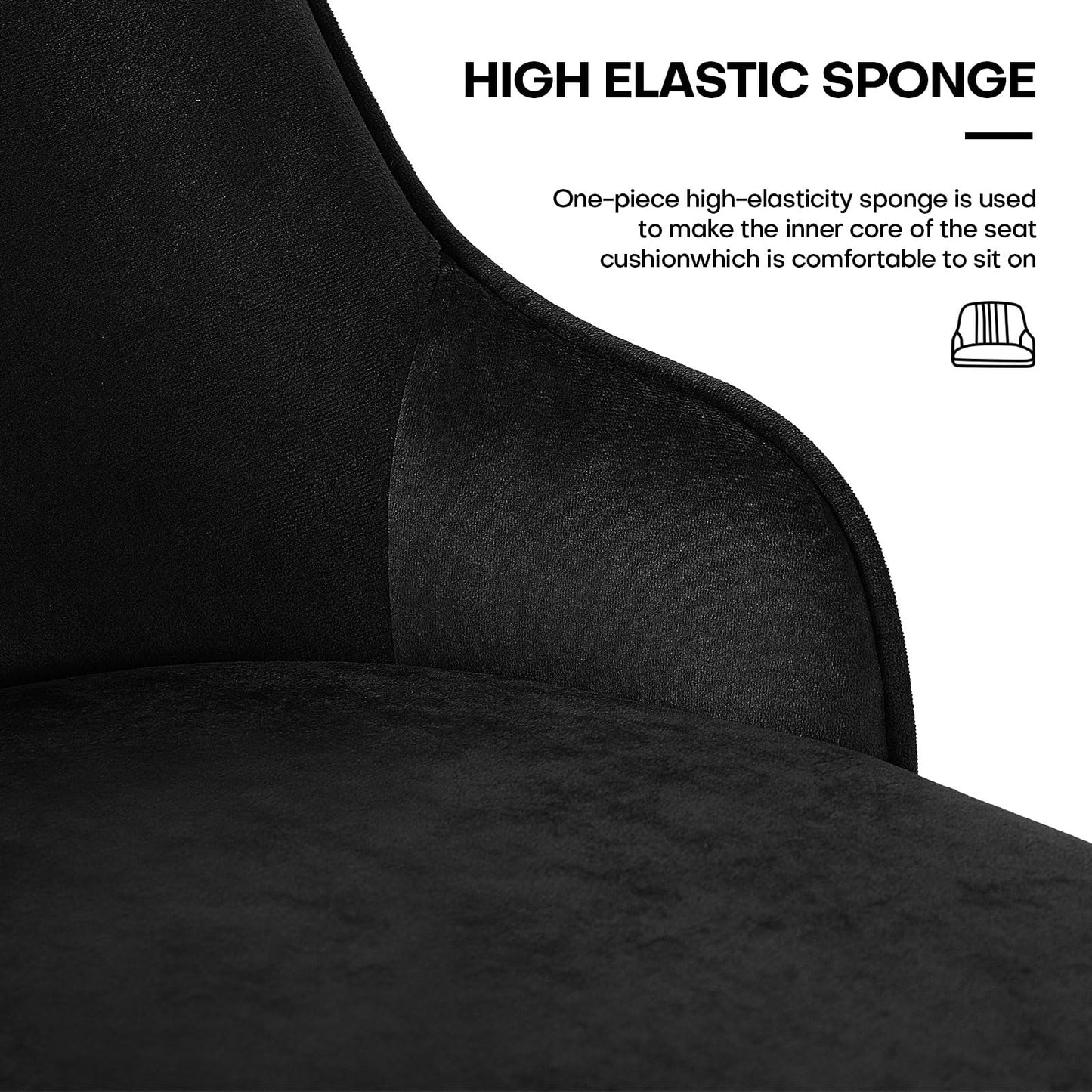Bekrvio Upgraded Velvet Bar Stools Set of 2 – 360° Swivel Bar Chairs with Back & Footrest, Modern Kitchen Island Breakfast Stools, Support 150kg – New Version, Black
