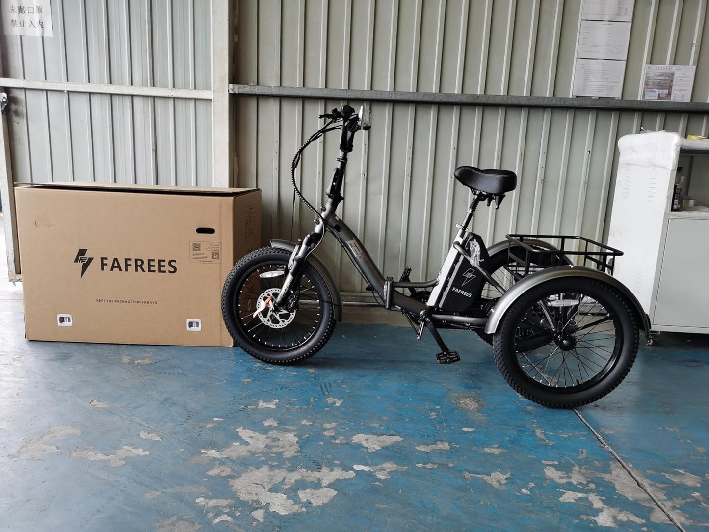 Fafrees F20 Mate Electric Tricycle Bike, 20 * 3.0 Inch Fat Tire E-Trike All Terrain, 48V/21Ah Removable Battery, Power Assist 115 KM, Folding Electric Cargo Tricycle for Senior Adult, Grey