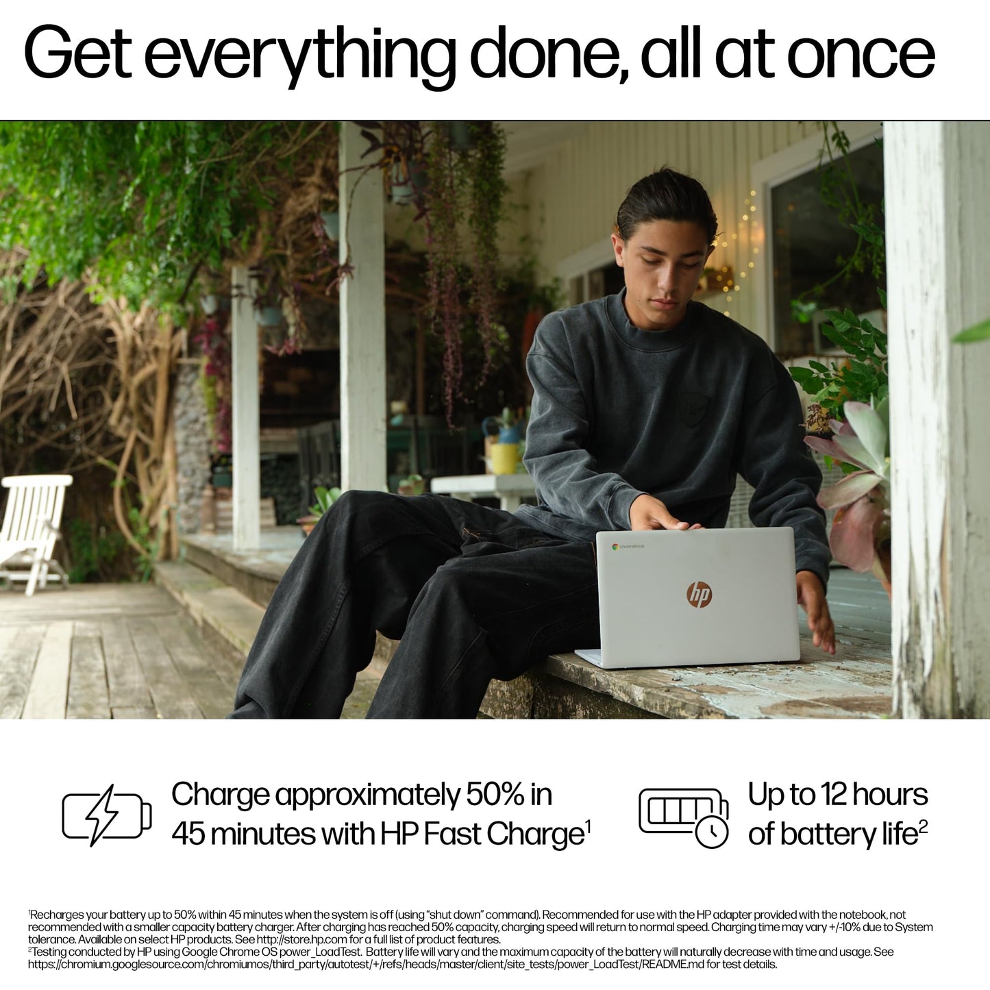 HP Chromebook 14" | Intel Processor N100 Processor| 4 GB RAM | 128 GB Flash Storage | Intel UHD Graphics | HD Display | Up to 12hrs battery | Chrome OS | Dual Speakers | Glacier Silver | 14a-nf0002sa