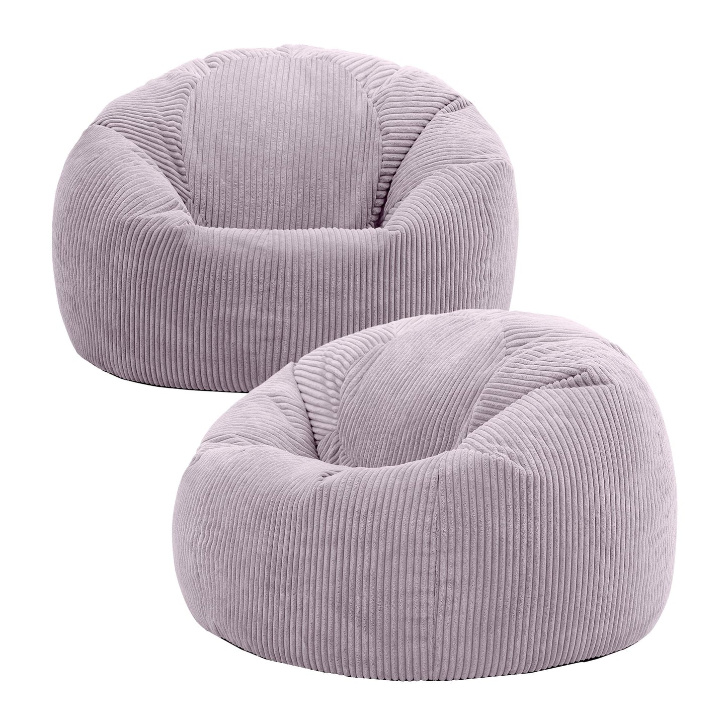 icon Kingston Cord Bean Bag, Beige, Large Adult Bean Bag Chair with Filling Included, Comfy Chair, Living Room Furniture, Bedroom Furniture