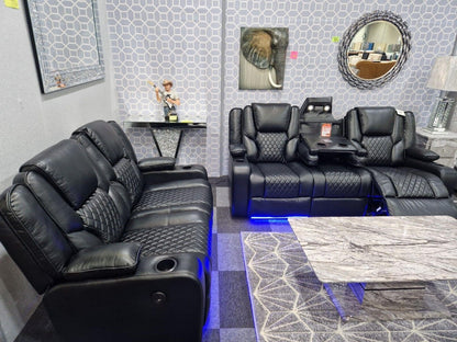 Orlando - Electric Recliners Sofa With Cupholders - 3+2 Seater Sofa Grey/LED Lights/Wireless Charging (Grey)