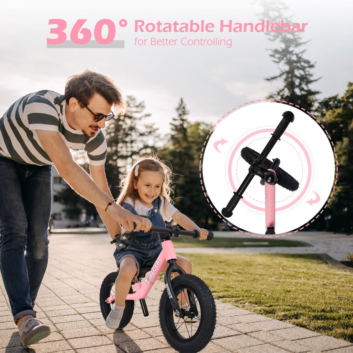 Hello-5ive 12" Balance Bike for 2, 3, 4, 5 Year Old Boys and Girls, Lightweight Nylon Frame Toddler Training Bike No Pedal Bikes for Kids with Adjustable Seat and Air Tires