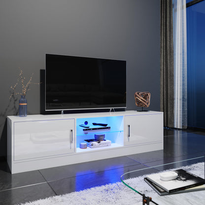 ELEGANT 1200mm LED TV Cabinet Modern White Gloss TV Stand with Ambient Lights for Living Room and Bedroom with Storage Furniture for 32 40 43 50 inch 4k TV