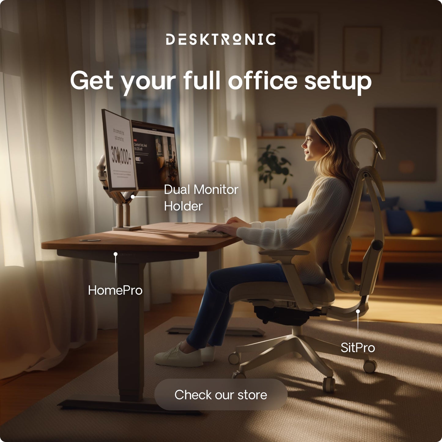 Height-Adjustable Desk 180 x 80cm - Standing Desk - Integrated USB/USB-C - 3 Memory Presets - Dual Motor Electric Touchscreen Stand Up Table - Great Gift for Smart Home Solutions