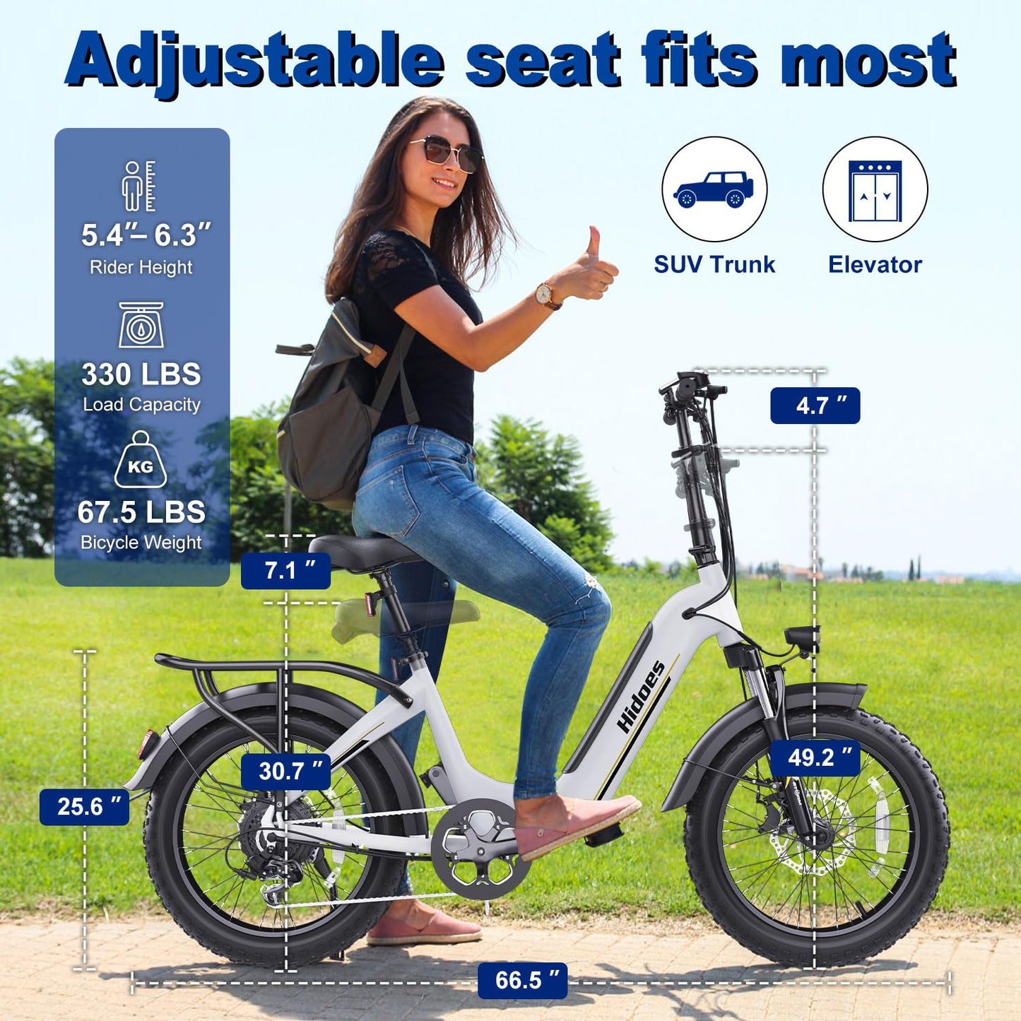 iENYRID E-bike Electric Bike for Adults,13Ah/17Ah Battery 30-90Km Range,250W Motor Hidoes E Bike for Men Women Electric Urban Bike Adults,20"/27.5" Fat Tire Electric Bike 7-Speed