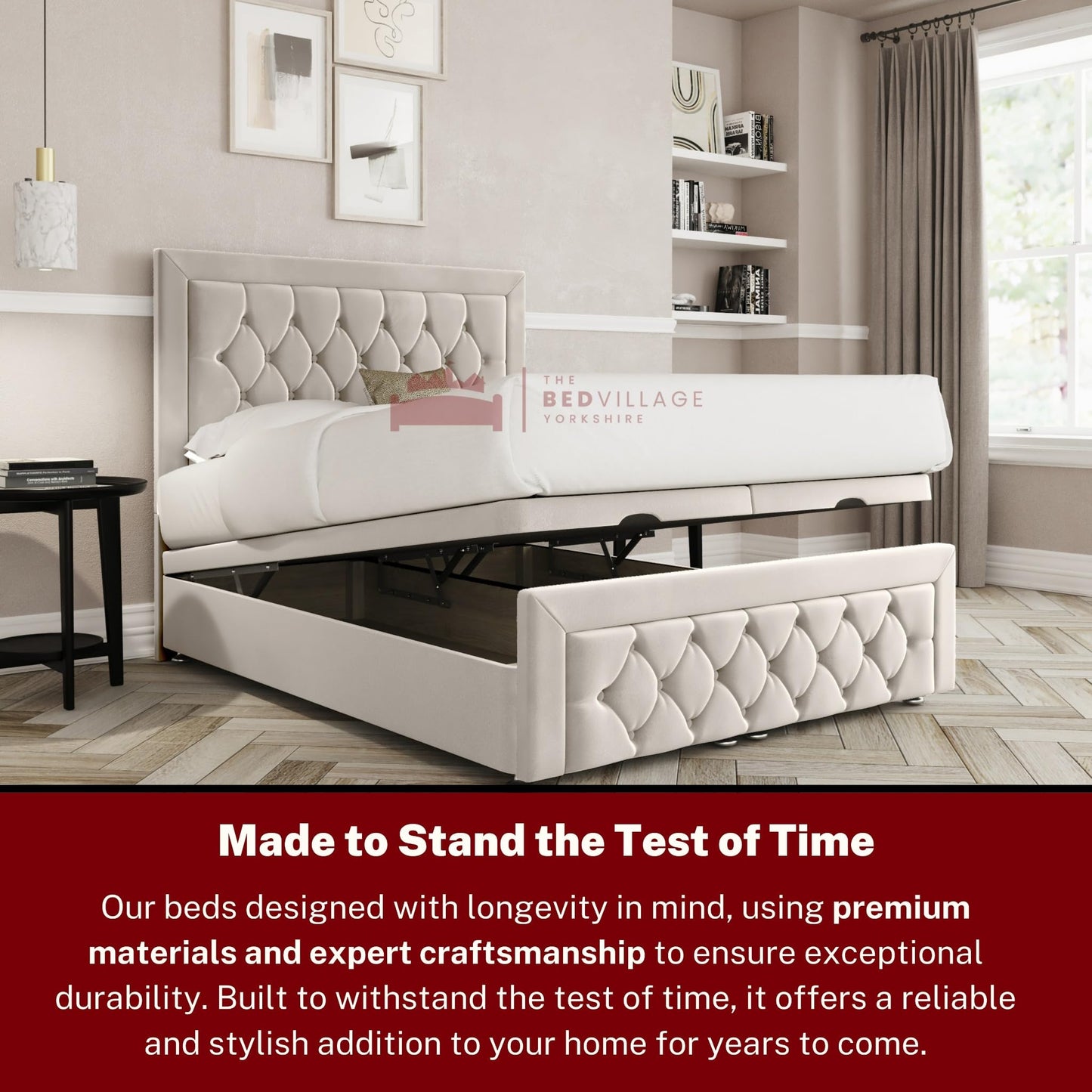 Ripon Ottoman Divan with Footboard King (5ft) Ottoman Divan Bed with 2000 Pockett Sprung Mattress | Silver Plush | Premium British Timber | Handcrafted