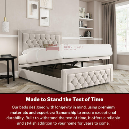 Ripon Ottoman Divan with Footboard King (5ft) Ottoman Divan Bed with 2000 Pockett Sprung Mattress | Silver Plush | Premium British Timber | Handcrafted