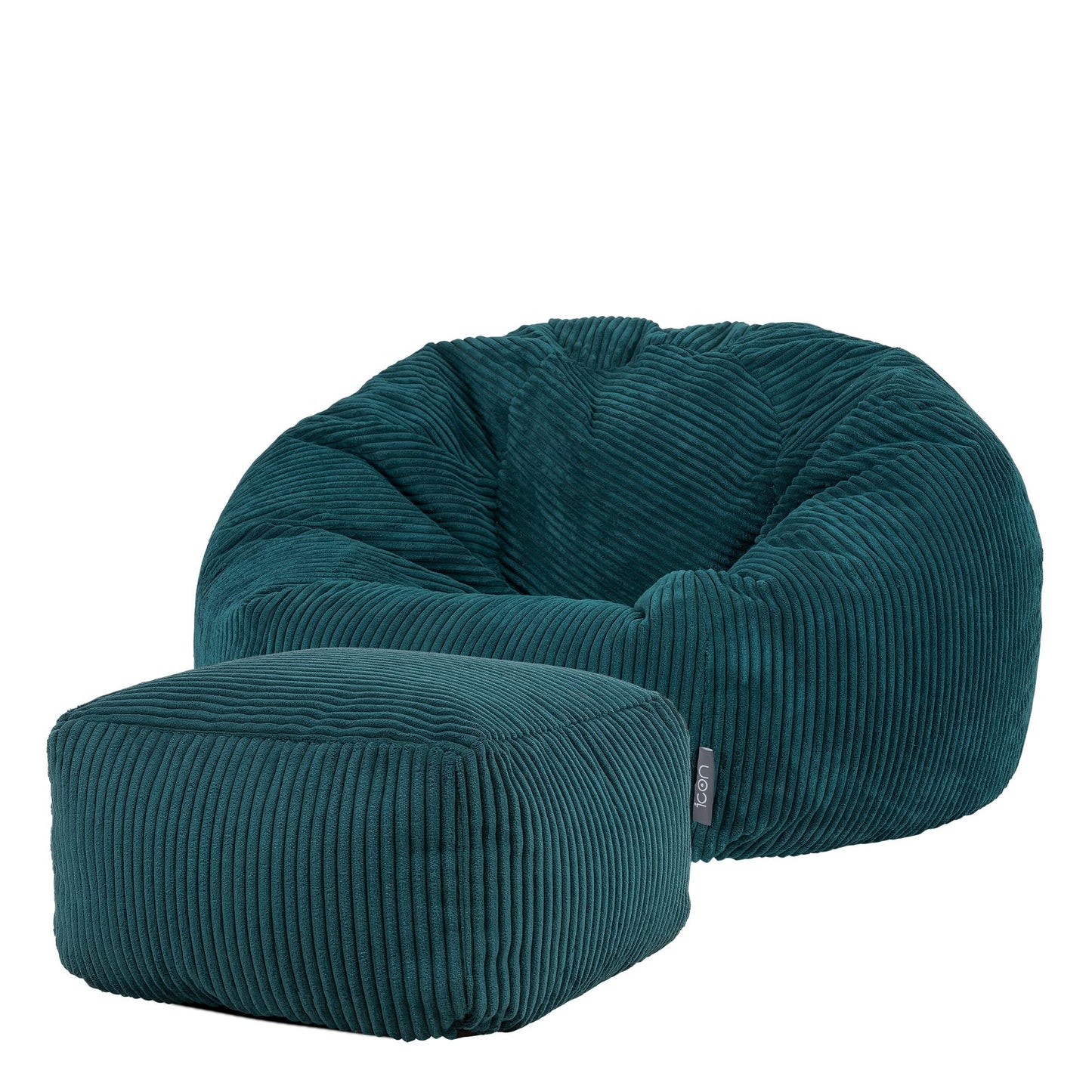 icon Kingston Cord Bean Bag, Beige, Large Adult Bean Bag Chair with Filling Included, Comfy Chair, Living Room Furniture, Bedroom Furniture