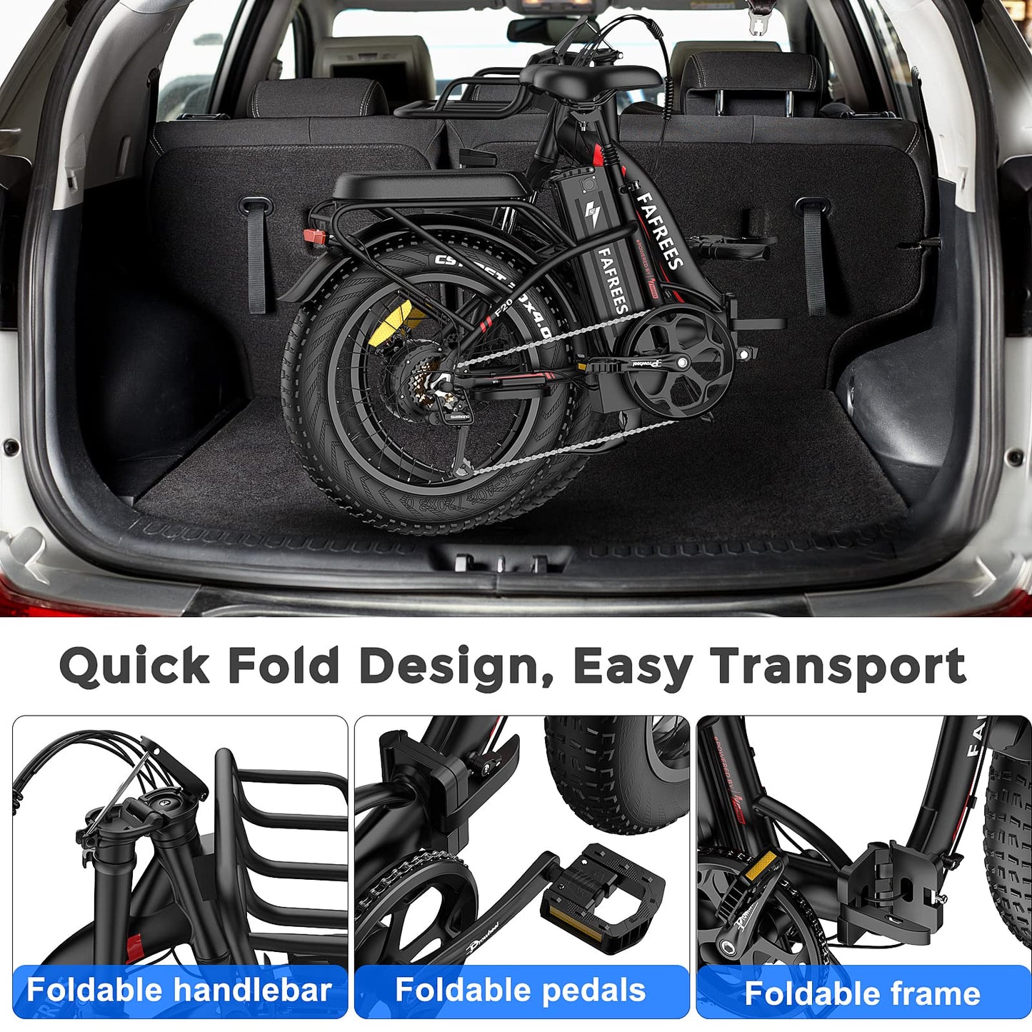 Fafrees Electric Bike 1080 WATTHOURS, Folding Electric Bike 48V 22.5Ah Removable Battery, 100KM Mileage Ebike for Adults, 20 * 4.0 INCHES Electric Mountain Bike, F20 Max