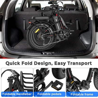 Fafrees Electric Bike 1080 WATTHOURS, Folding Electric Bike 48V 22.5Ah Removable Battery, 100KM Mileage Ebike for Adults, 20 * 4.0 INCHES Electric Mountain Bike, F20 Max