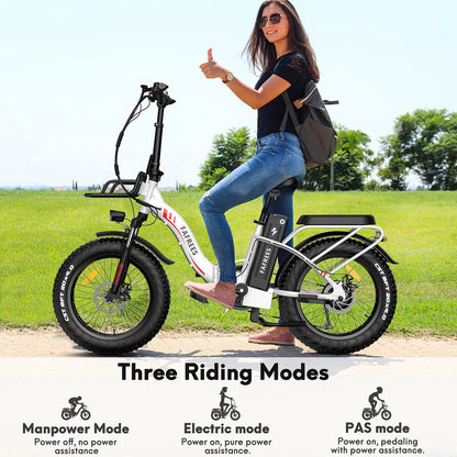 Fafrees F20 MAX Electric Bikes, 20 * 4.0inch Fatbike Fold Electric Bicycle, 48V 22.5Ah Battery Ebike, Range 80-140KM, Front Basket, Electric Mountain Bike for Adults
