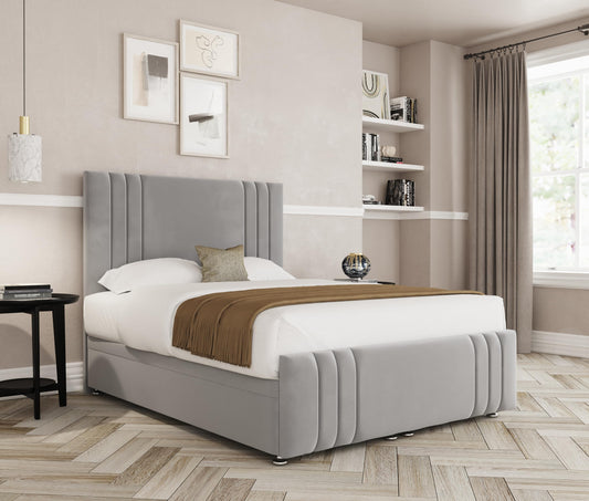 Ripon Ottoman Divan with Footboard King (5ft) Ottoman Divan Bed with 2000 Pockett Sprung Mattress | Silver Plush | Premium British Timber | Handcrafted