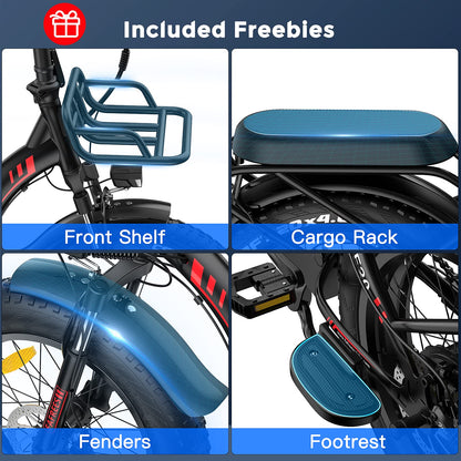 Fafrees F20 MAX Electric Bikes, 20 * 4.0inch Fatbike Fold Electric Bicycle, 48V 22.5Ah Battery Ebike, Range 80-140KM, Front Basket, Electric Mountain Bike for Adults