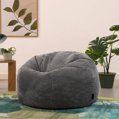 icon Kingston Cord Bean Bag, Beige, Large Adult Bean Bag Chair with Filling Included, Comfy Chair, Living Room Furniture, Bedroom Furniture