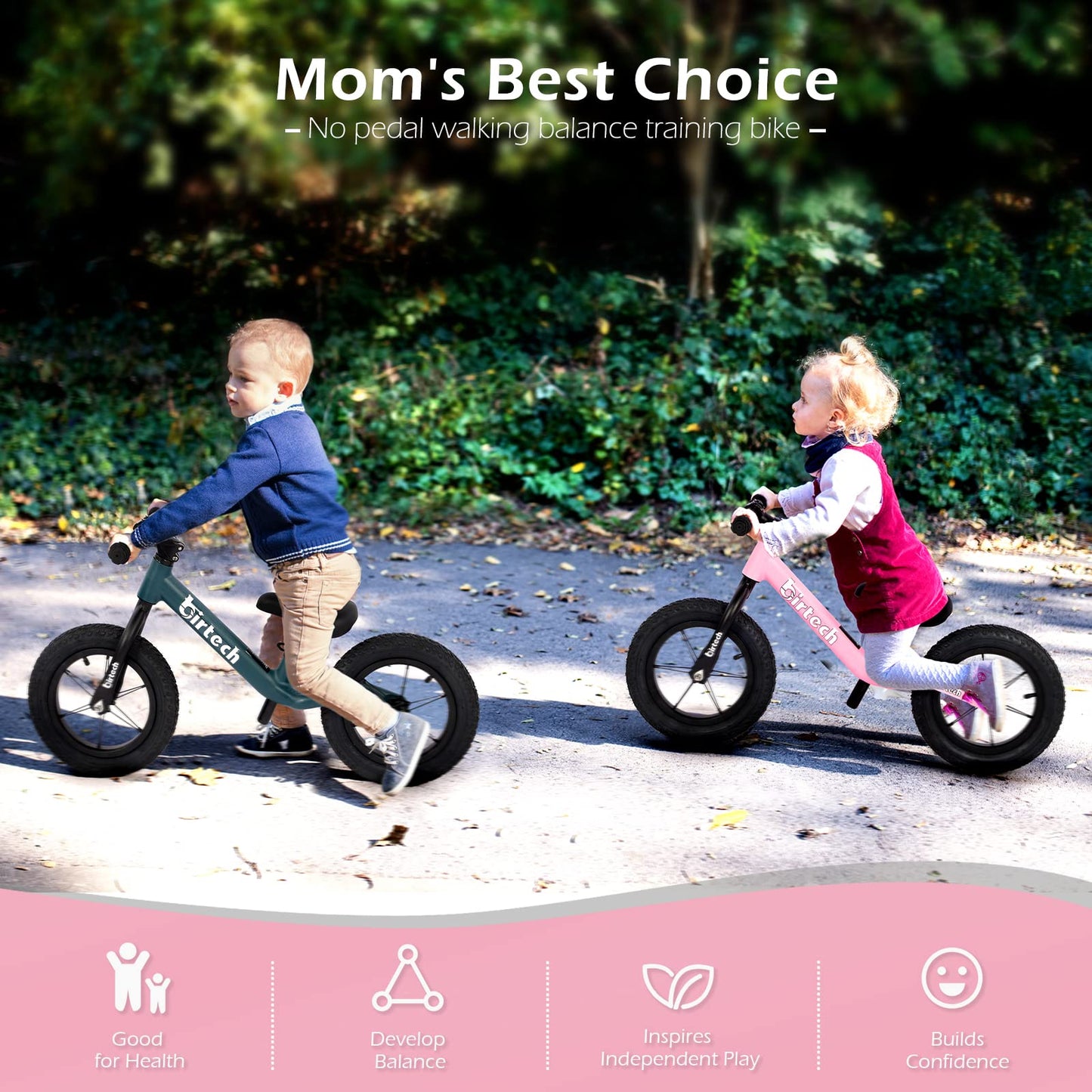 Hello-5ive 12" Balance Bike for 2, 3, 4, 5 Year Old Boys and Girls, Lightweight Nylon Frame Toddler Training Bike No Pedal Bikes for Kids with Adjustable Seat and Air Tires