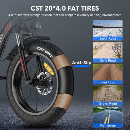 Fafrees F20 MAX Electric Bikes, 20 * 4.0inch Fatbike Fold Electric Bicycle, 48V 22.5Ah Battery Ebike, Range 80-140KM, Front Basket, Electric Mountain Bike for Adults