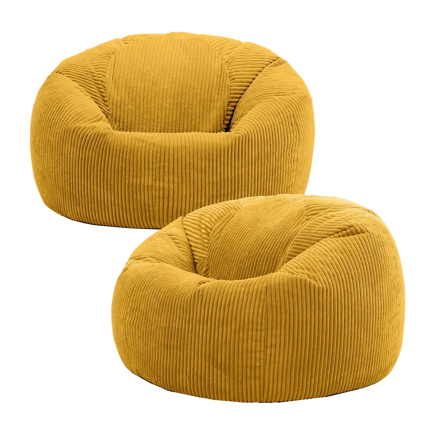 icon Kingston Cord Bean Bag, Beige, Large Adult Bean Bag Chair with Filling Included, Comfy Chair, Living Room Furniture, Bedroom Furniture