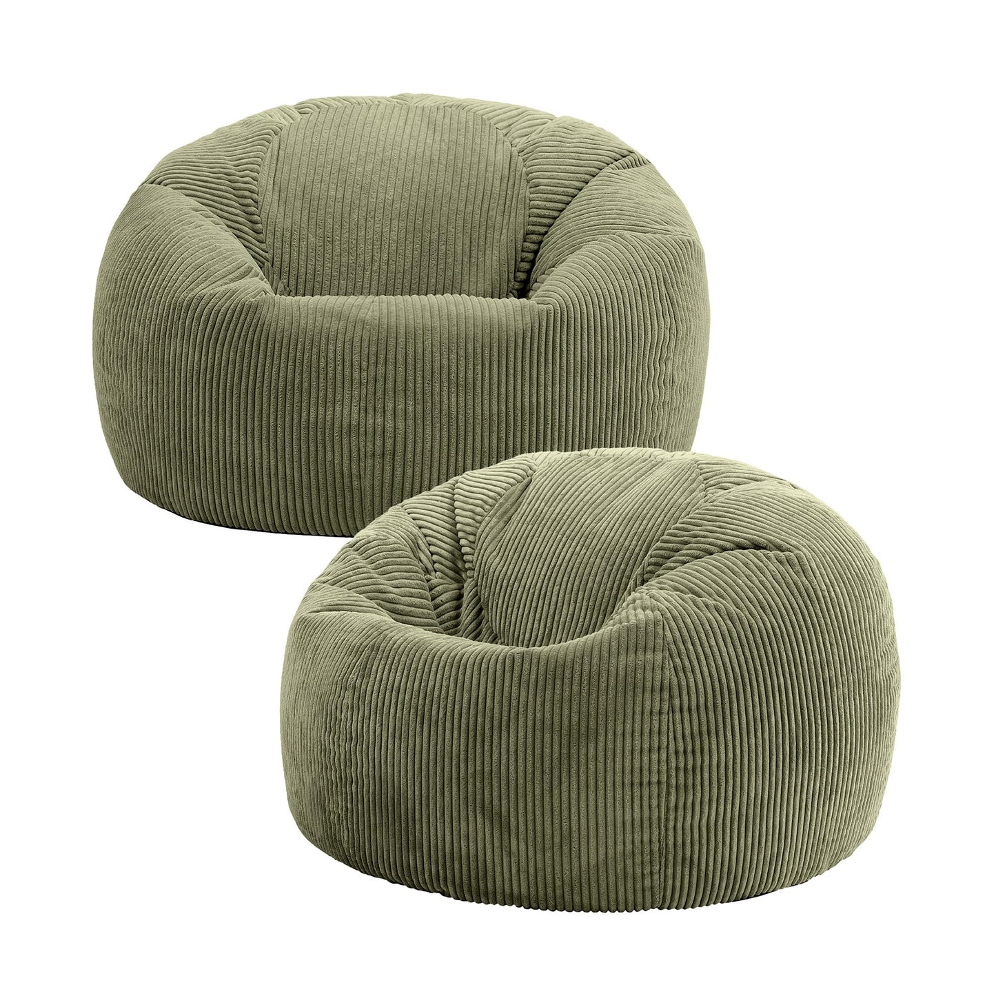 icon Kingston Cord Bean Bag, Beige, Large Adult Bean Bag Chair with Filling Included, Comfy Chair, Living Room Furniture, Bedroom Furniture