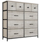 Nicehill Dresser for Bedroom with 10 Drawers, Storage Drawer Organizer, Tall Chest of Drawers for Closet, Clothes, Kids, Baby, Living Room, Wood Board, Fabric Drawers(Black Wood Grain)