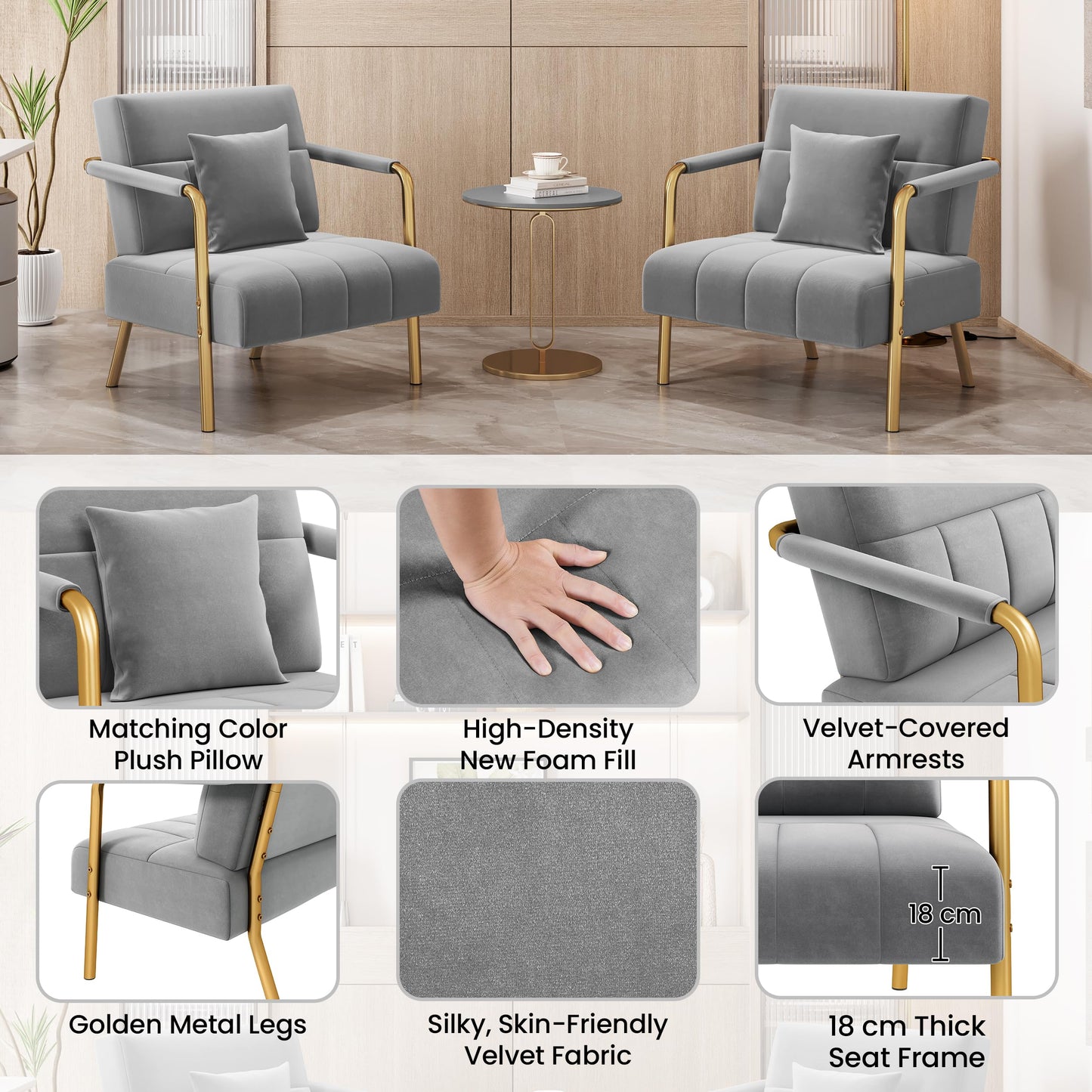 Yaheetech 2 Seater Modern Sofa Velvet Fabric Loveseat with Gold-tone Metal Arms and Legs for Bedroom, Home Office, Studio, Living Room Furniture Pink