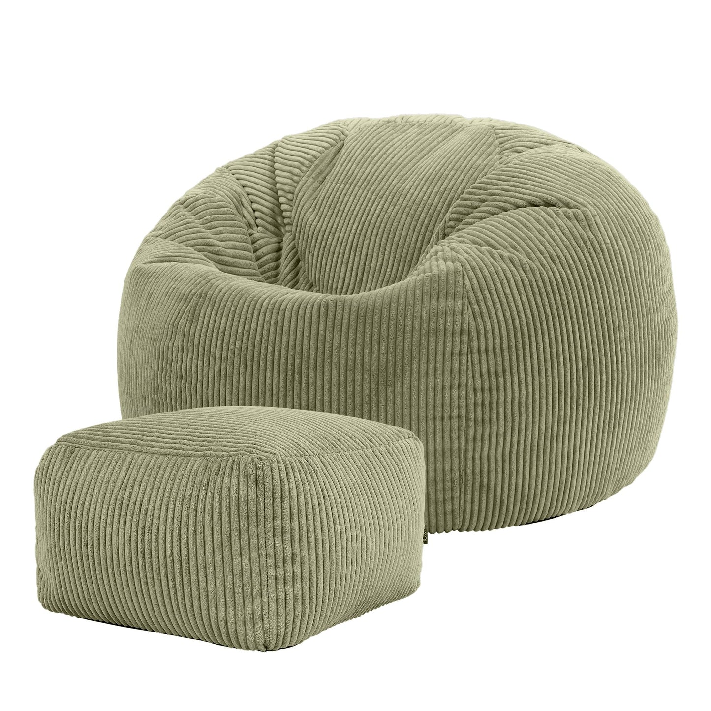 icon Kingston Cord Bean Bag, Beige, Large Adult Bean Bag Chair with Filling Included, Comfy Chair, Living Room Furniture, Bedroom Furniture