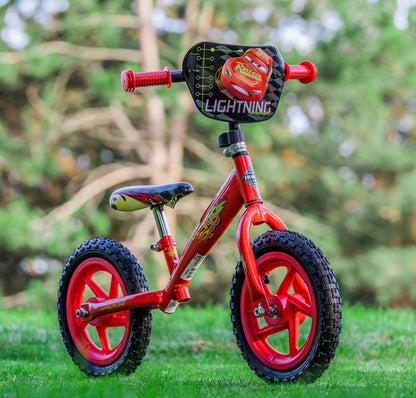 Huffy Disney Cars Balance Bike for Kids 2-4 Year Old Boy or Girl ft Lightning McQueen 12" Wheels Red
