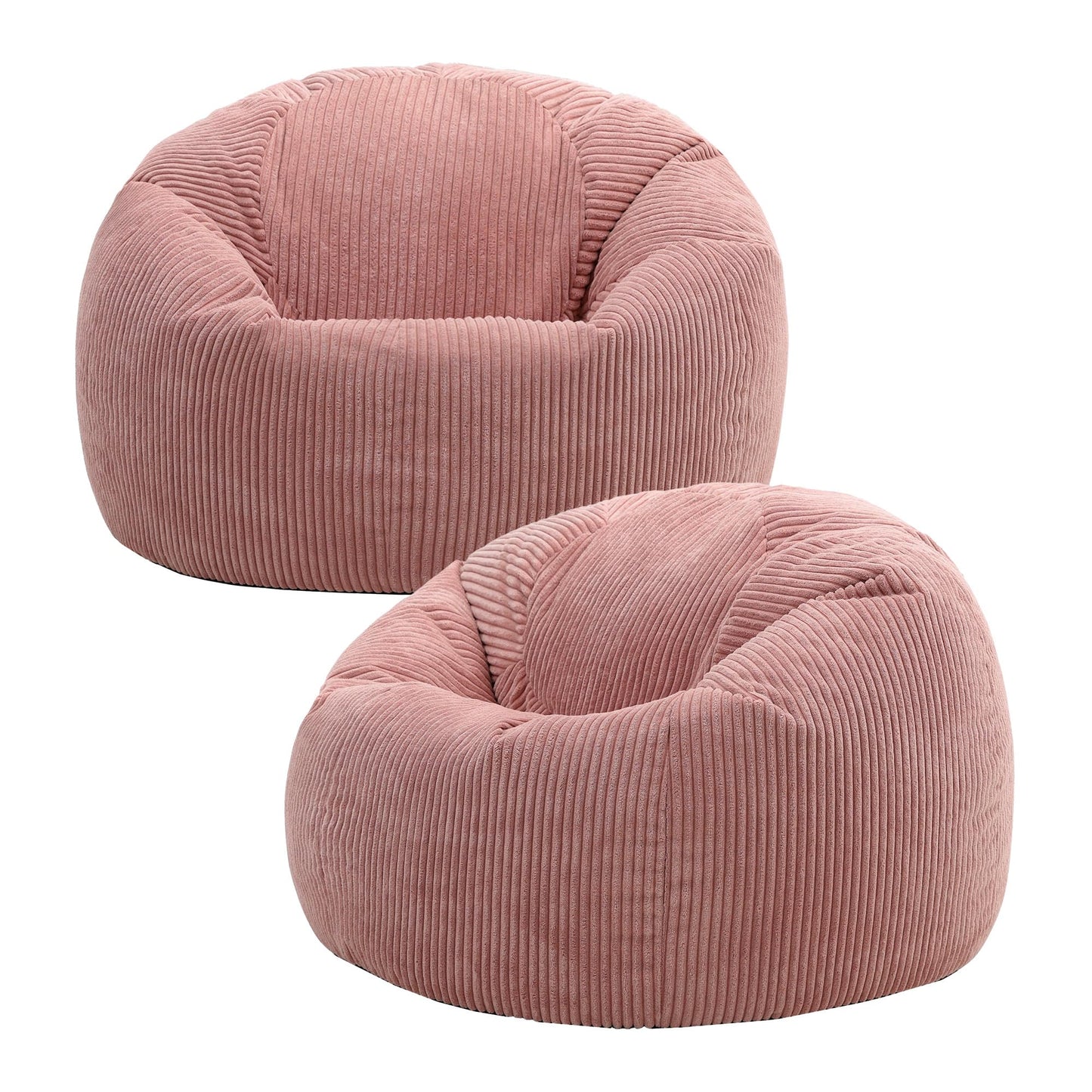 icon Kingston Cord Bean Bag, Beige, Large Adult Bean Bag Chair with Filling Included, Comfy Chair, Living Room Furniture, Bedroom Furniture
