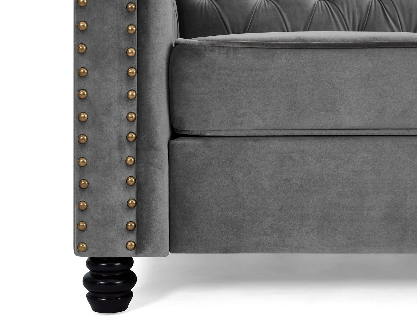 Chesterfield Sofa Velvet Upholstered Couch in 2 Seater or 3 Seater Fabric Sofa in Grey, Blue, Black, Green, Gold (2 Seater, Black)