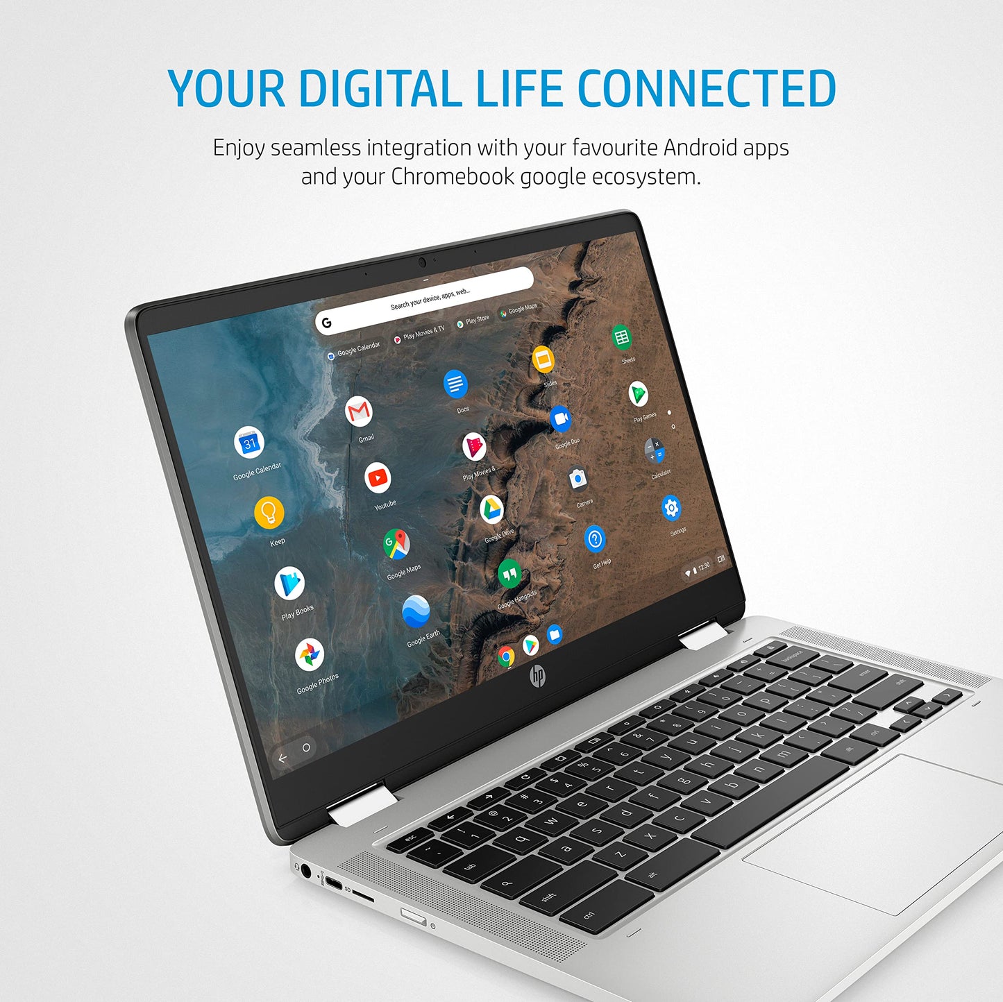 HP Chromebook 14" | Intel Processor N100 Processor| 4 GB RAM | 128 GB Flash Storage | Intel UHD Graphics | HD Display | Up to 12hrs battery | Chrome OS | Dual Speakers | Glacier Silver | 14a-nf0002sa