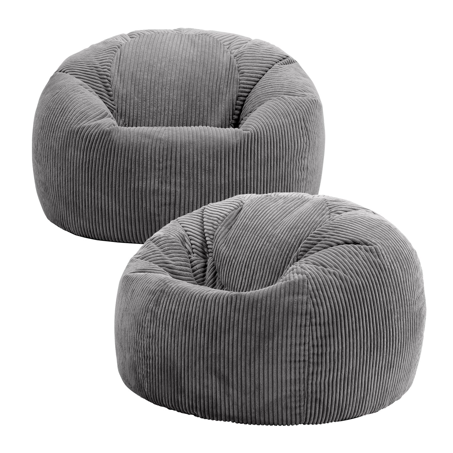 icon Kingston Cord Bean Bag, Beige, Large Adult Bean Bag Chair with Filling Included, Comfy Chair, Living Room Furniture, Bedroom Furniture