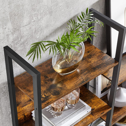 VASAGLE Bookcase, Bookshelf with 14 Shelves, Metal Frame, Shelf Unit for Living Room, Home Office, Industrial Style, 24 x 158 x 166 cm, Rustic Brown and Ink Black LLS107B01