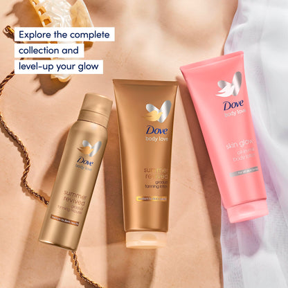 Dove Summer Revived Medium to Dark Gradual Tanning Lotion for a gradual tan and natural, radiant glow non‑greasy self-tan for all skin types 200 ml