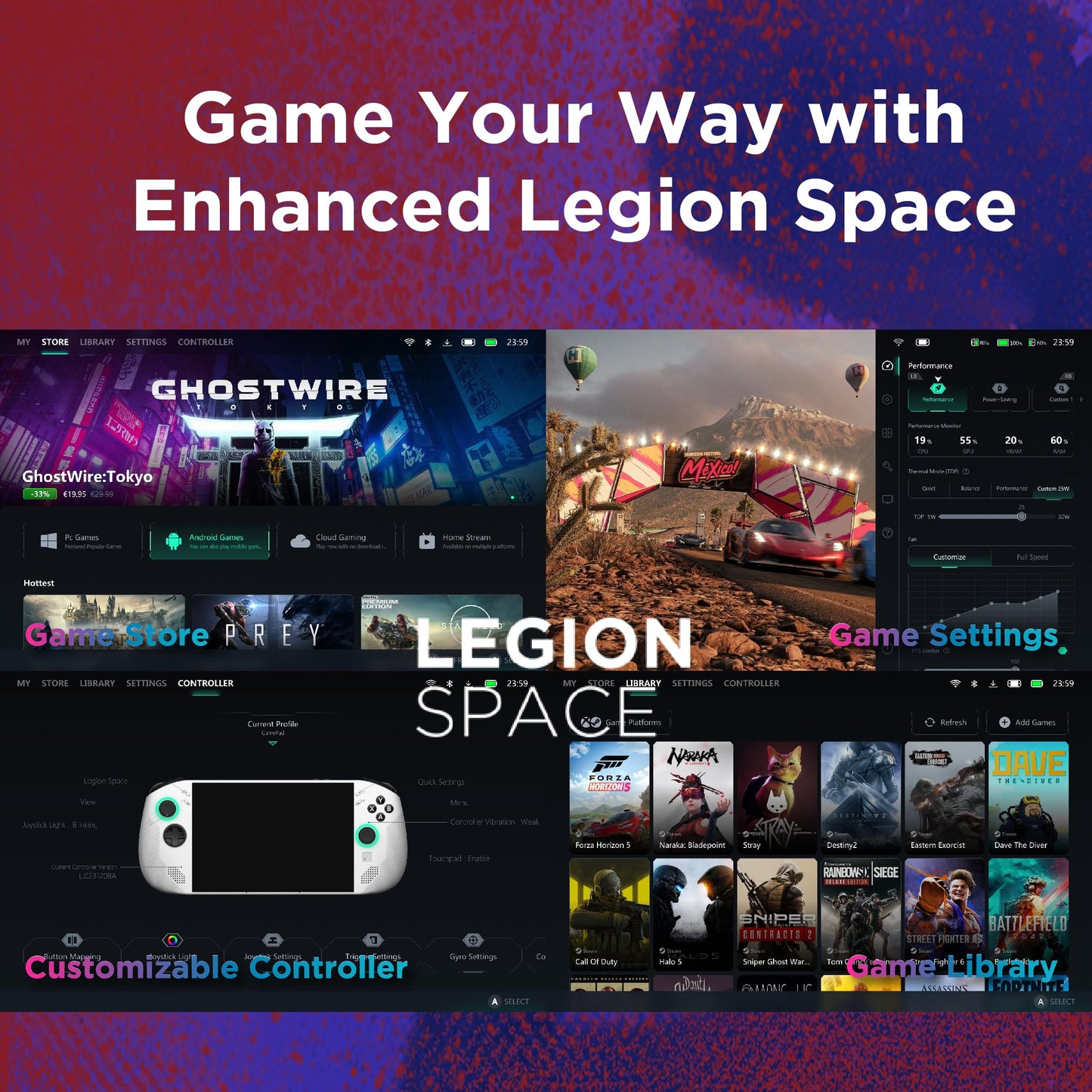 Lenovo Legion Go Handheld Gaming Console | 8.8 inch 2K Display | Detachable Controllers | AMD Ryzen Z1 Extreme | 16GB RAM | 512GB SSD | Windows 11 Home | 3 Months Xbox Games Pass