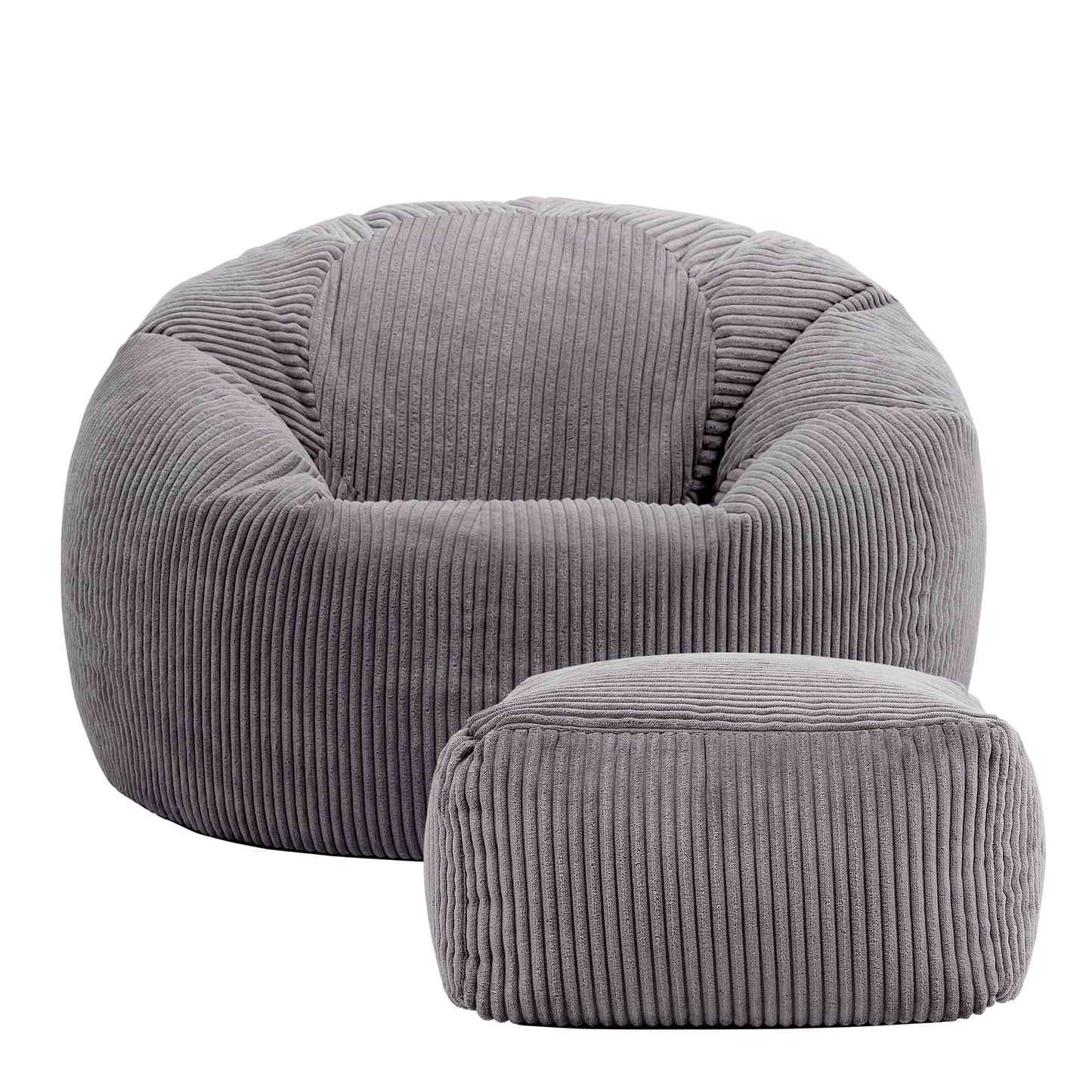 icon Kingston Cord Bean Bag, Beige, Large Adult Bean Bag Chair with Filling Included, Comfy Chair, Living Room Furniture, Bedroom Furniture