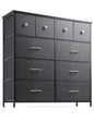 Nicehill Dresser for Bedroom with 10 Drawers, Storage Drawer Organizer, Tall Chest of Drawers for Closet, Clothes, Kids, Baby, Living Room, Wood Board, Fabric Drawers(Black Wood Grain)