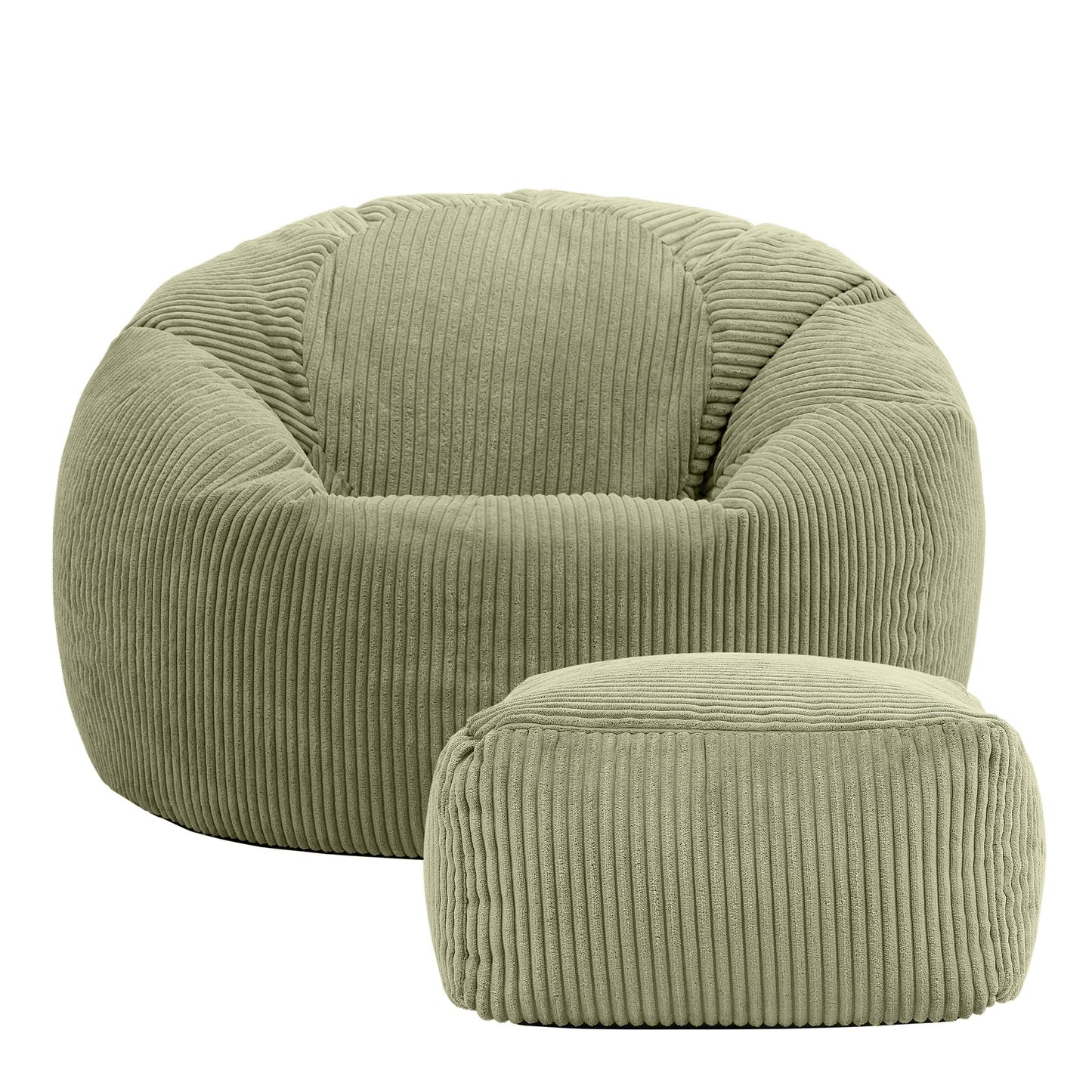 icon Kingston Cord Bean Bag, Beige, Large Adult Bean Bag Chair with Filling Included, Comfy Chair, Living Room Furniture, Bedroom Furniture